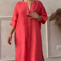 Ellen Relaxed Fit Split Neck Maxi Dress