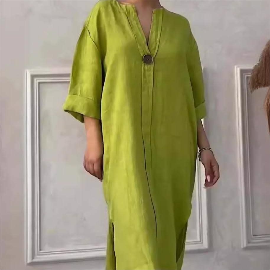 Ellen Relaxed Fit Split Neck Maxi Dress_5