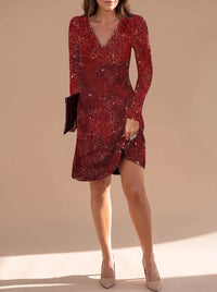 Helena Long Sleeve Sequin Christmas Party Mini Dress