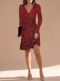Helena Long Sleeve Sequin Christmas Party Mini Dress