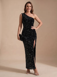 Ottilie Sequin One Shoulder Christmas Party Maxi Dress