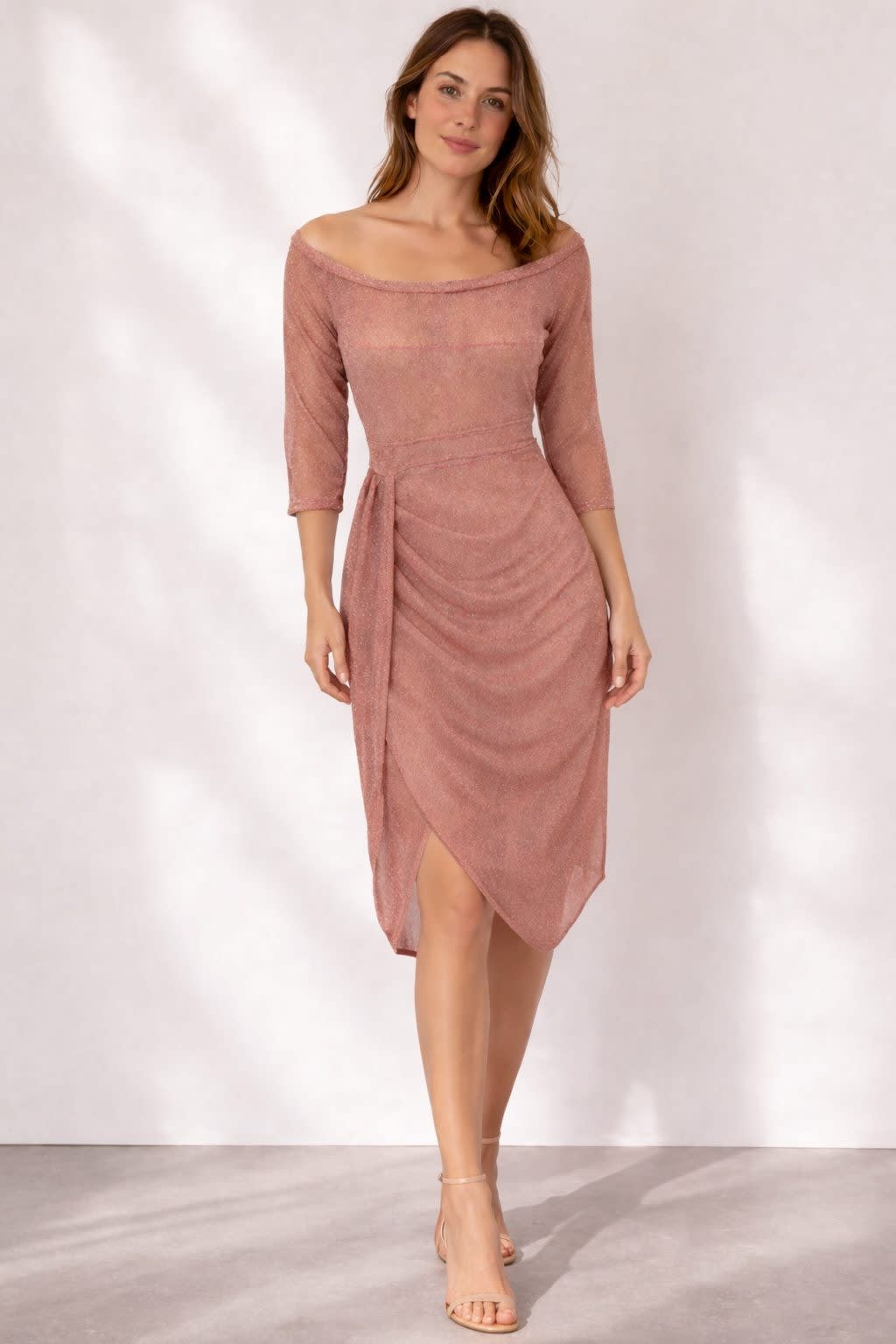 Saoirse Wedding Guest Off-Shoulder Wrap Midi Dress_1