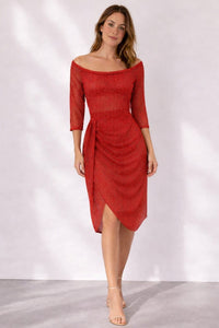 Saoirse Wedding Guest Off-Shoulder Wrap Midi Dress