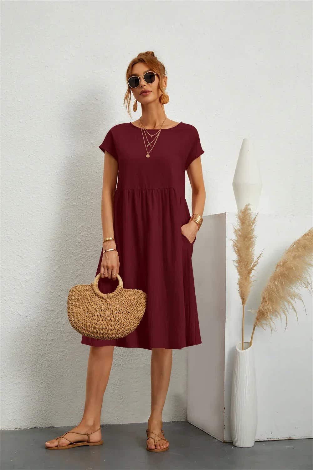 Bailey Short Sleeve A-Line Pocket Dress_11