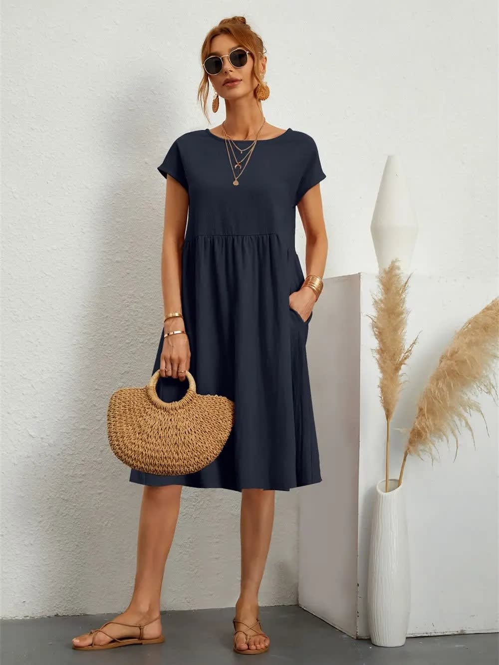 Bailey Short Sleeve A-Line Pocket Dress
