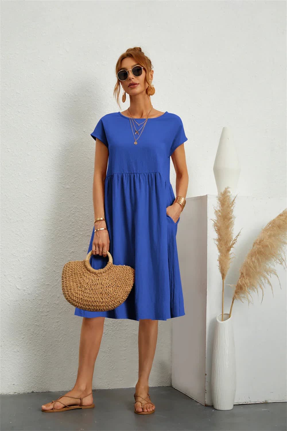 Bailey Short Sleeve A-Line Pocket Dress_8