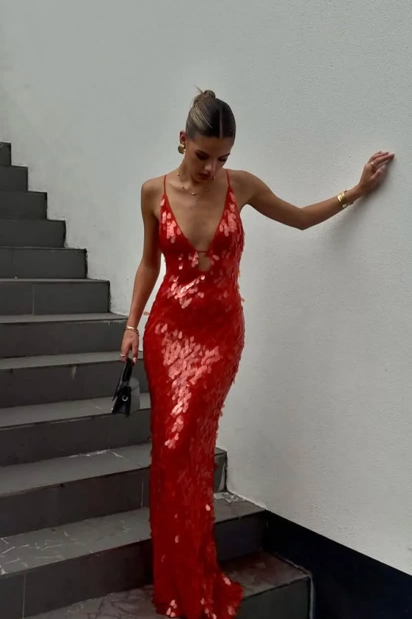 Aisling Sequin Wedding Guest Backless Maxi Dress_1