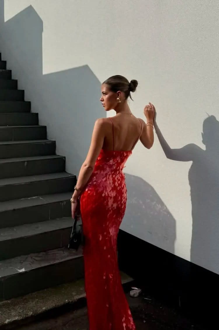 Aisling Sequin Wedding Guest Backless Maxi Dress