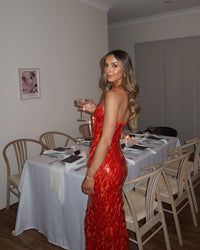Aisling Sequin Wedding Guest Backless Maxi Dress