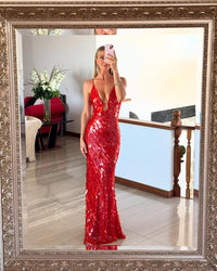 Aisling Sequin Wedding Guest Backless Maxi Dress
