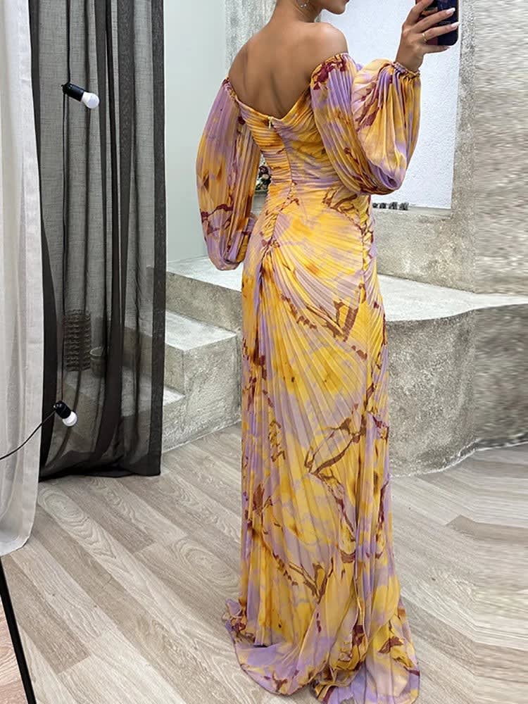 Della Wedding Guest Off-Shoulder Pleated Maxi Dress_3