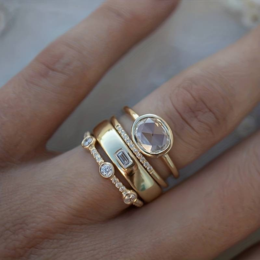 Seraphina West Vintage Gold Zirconia Stacking Ring Set