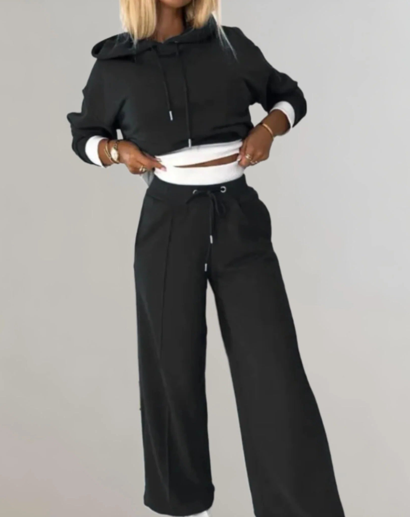 Caprice Cropped Hoodie Two-Piece Set