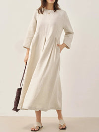 Apolline Linen Pleated Maxi Dress