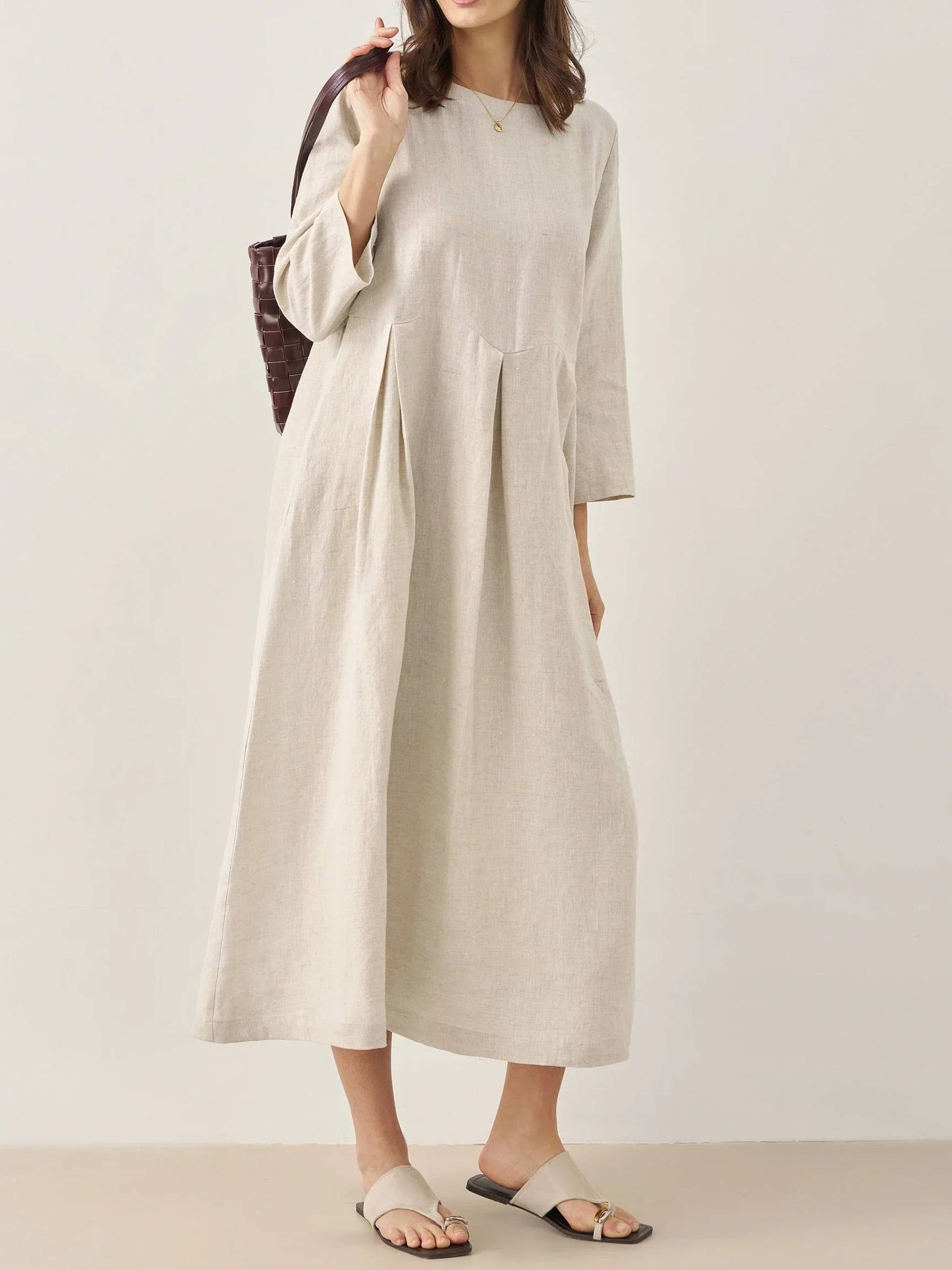 Apolline Linen Pleated Maxi Dress_3