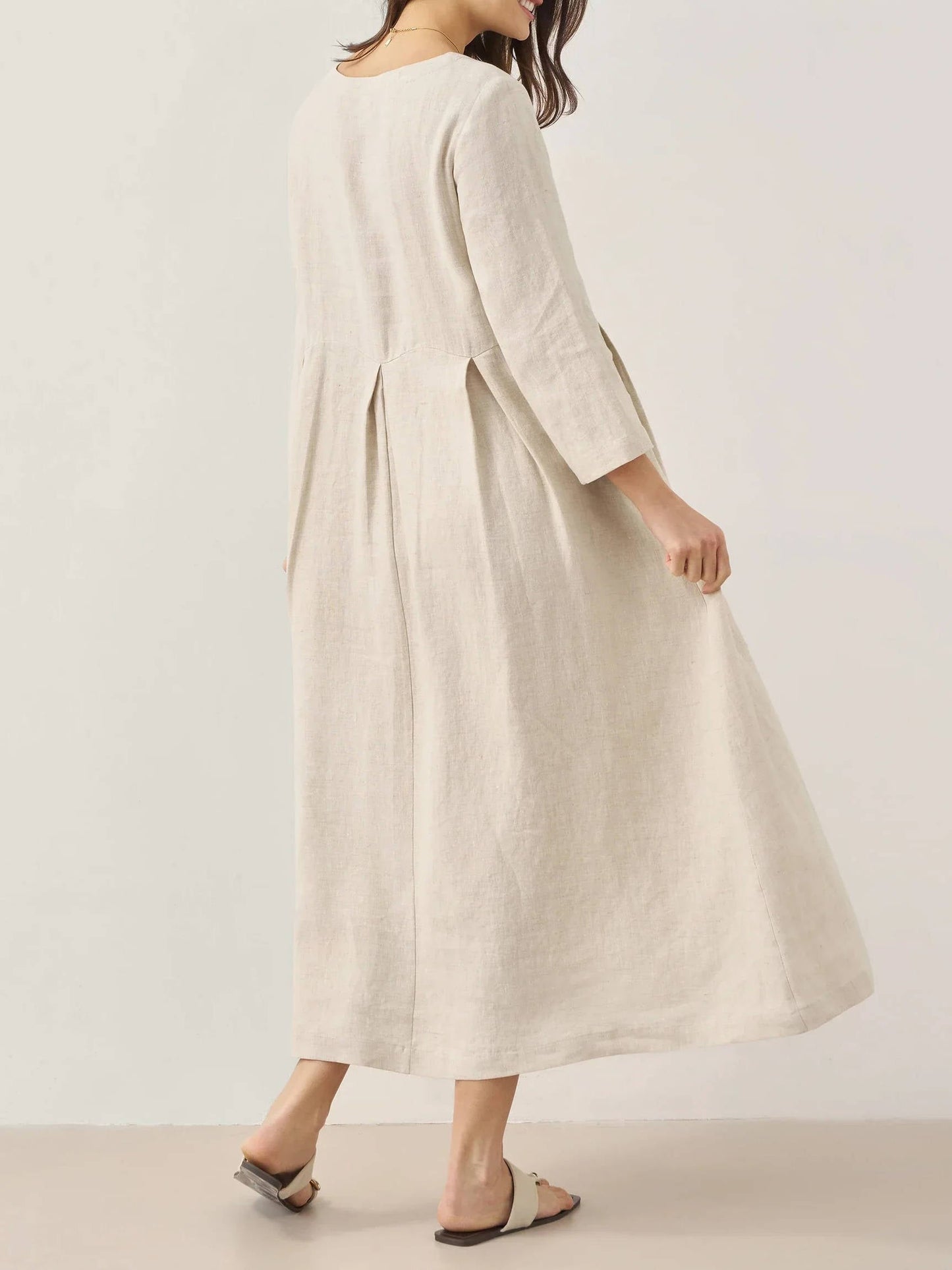 Apolline Linen Pleated Maxi Dress_6
