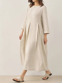 Apolline Linen Pleated Maxi Dress