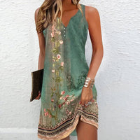 Abbey V-Neck Sleeveless Printed Midi Dress