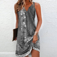 Abbey V-Neck Sleeveless Printed Midi Dress