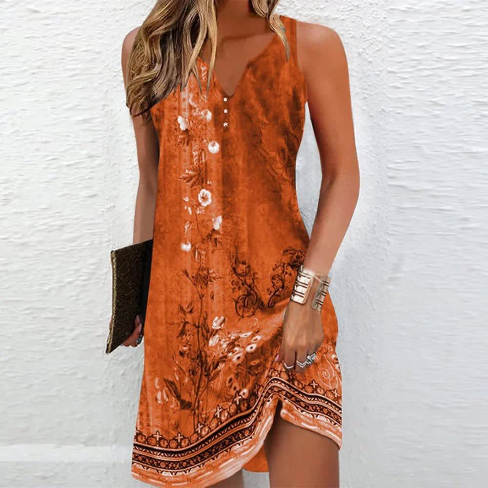 Abbey V-Neck Sleeveless Printed Midi Dress