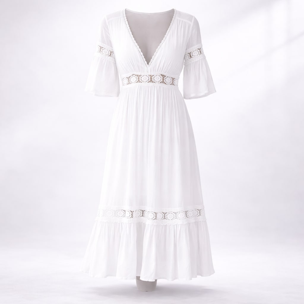 Irene Cotton Blend Lace Midi Dress