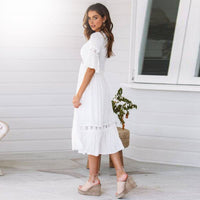 Irene Cotton Blend Lace Midi Dress