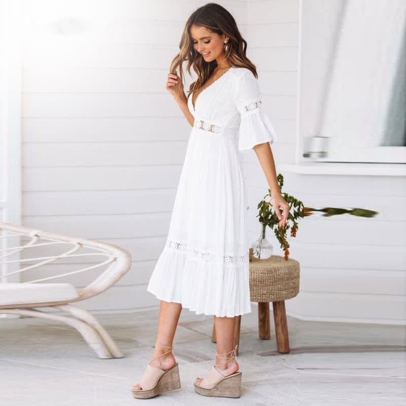 Irene Cotton Blend Lace Midi Dress_5