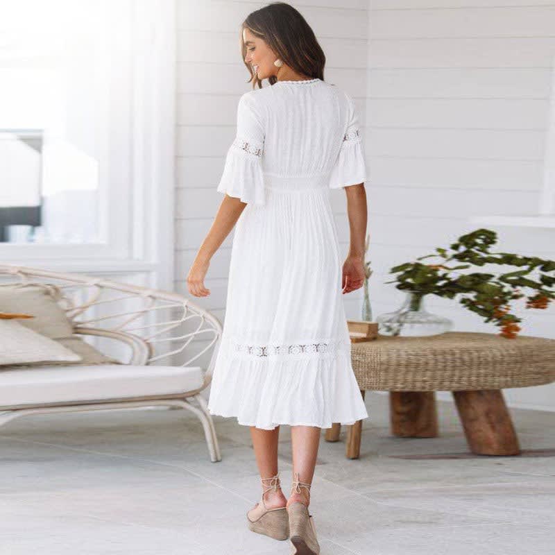 Irene Cotton Blend Lace Midi Dress
