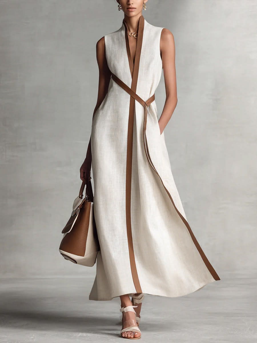 Millie Wrap V-Neck Sleeveless Maxi Dress