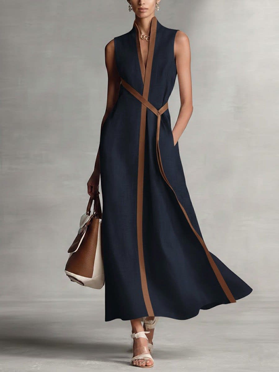 Millie Wrap V-Neck Sleeveless Maxi Dress