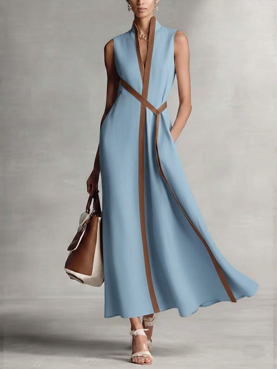 Millie Wrap V-Neck Sleeveless Maxi Dress