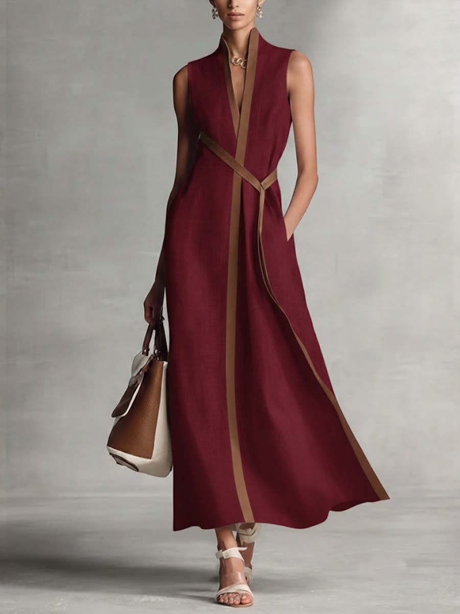 Millie Wrap V-Neck Sleeveless Maxi Dress