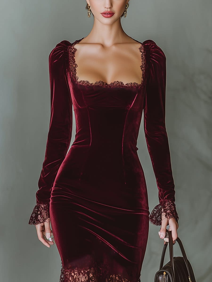 Tamara Velvet Lace Hem Formal Maxi Dress_7