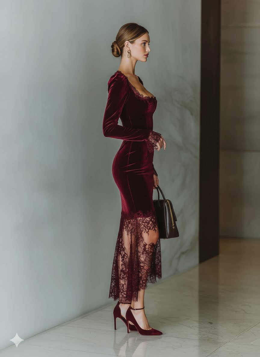 Tamara Velvet Lace Hem Formal Maxi Dress_9