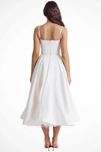 Tamsin Corset Wedding Guest Midi Dress with Spaghetti Straps