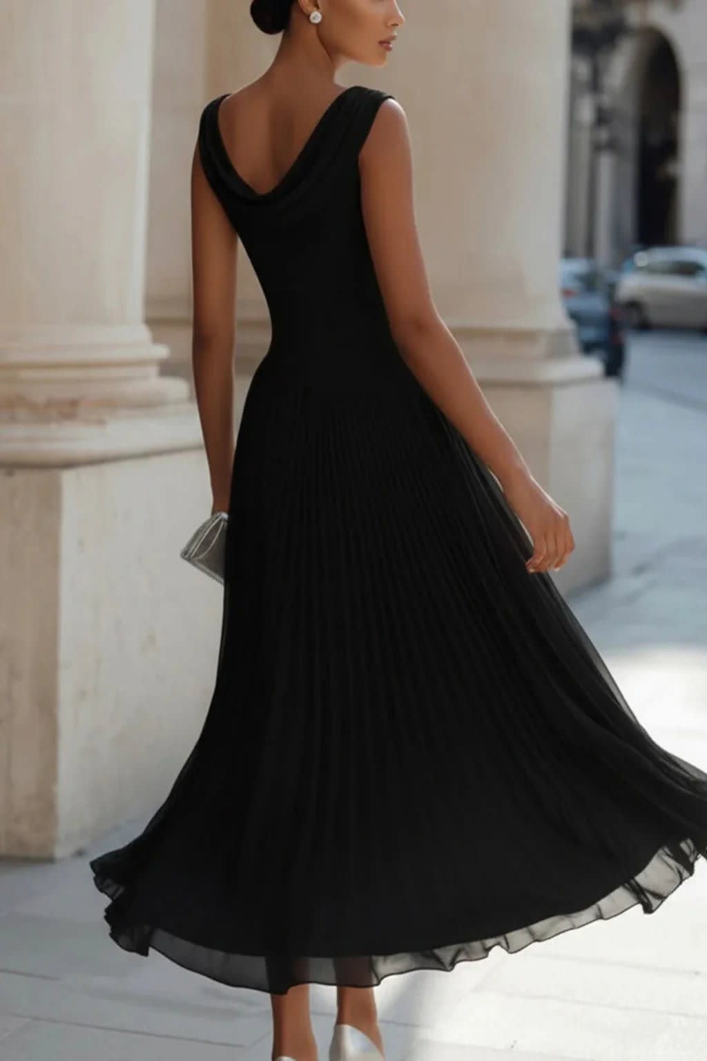 Annabelle Cowl Neck Flowy Wedding Guest Midi Dress