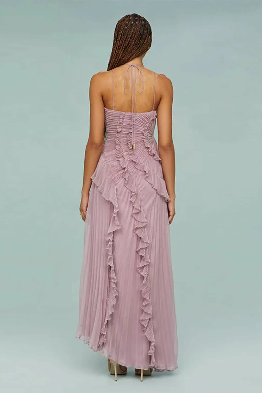 Cecily Pleated Halterneck Wedding Guest Maxi Dress