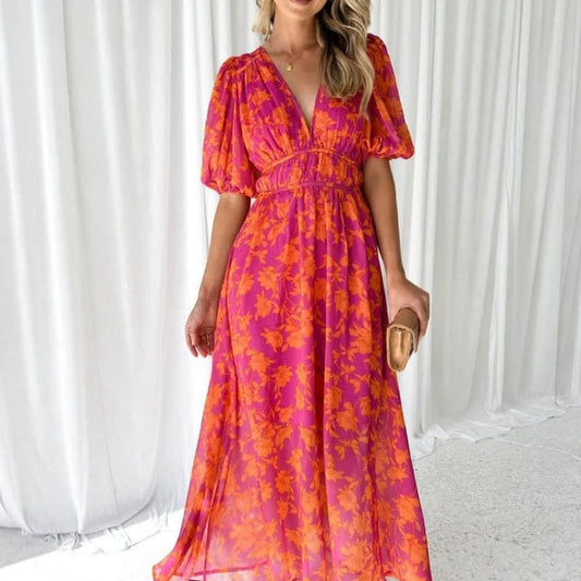 Dorothea Floral Belted Wedding Guest Maxi Dress_1