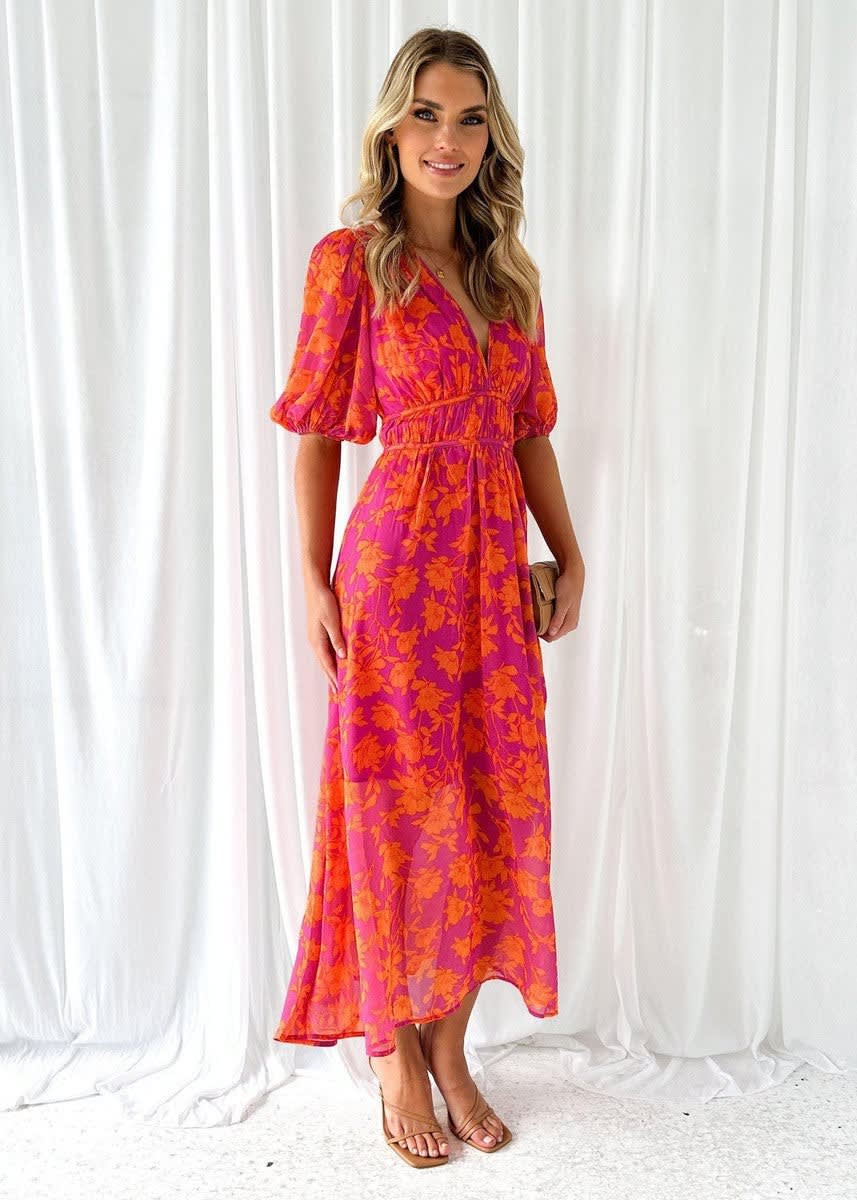 Dorothea Floral Belted Wedding Guest Maxi Dress