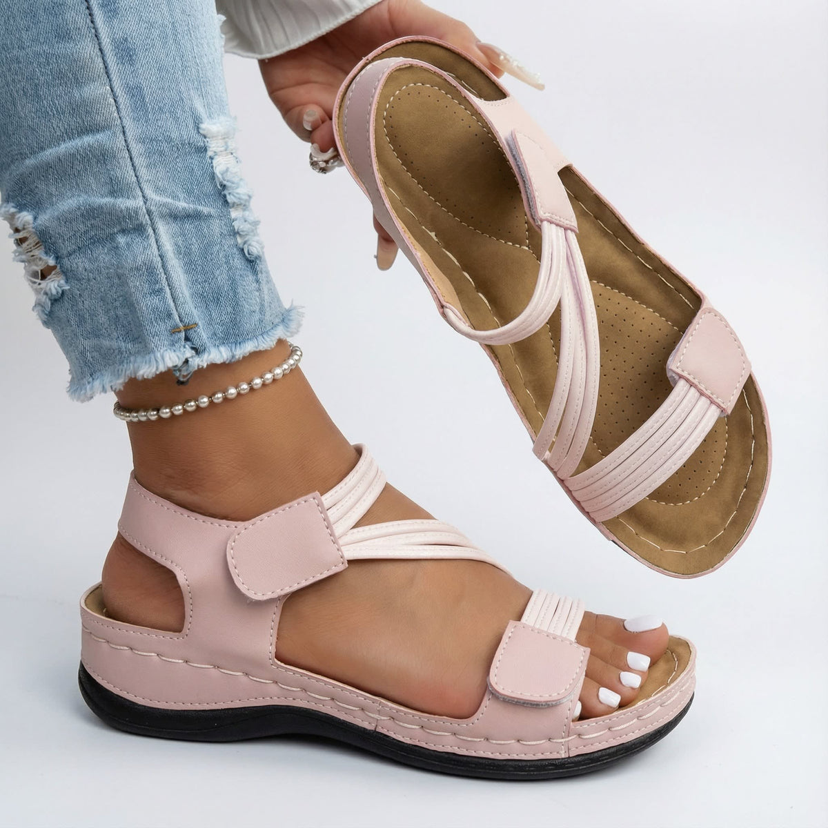 Felicity Adjustable Strap Wedge Orthopedic Sandals_1