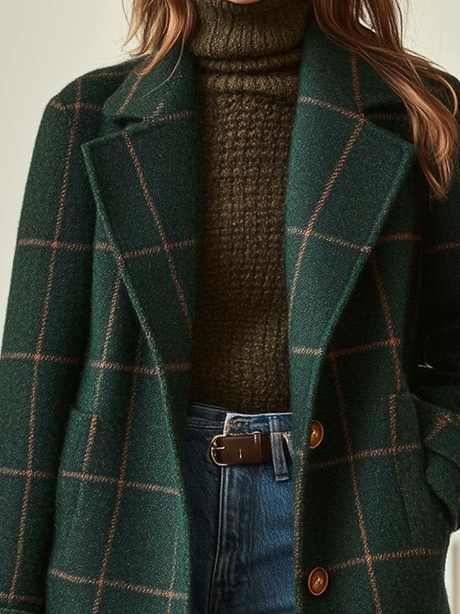 Liana Wool Blend Check Coat
