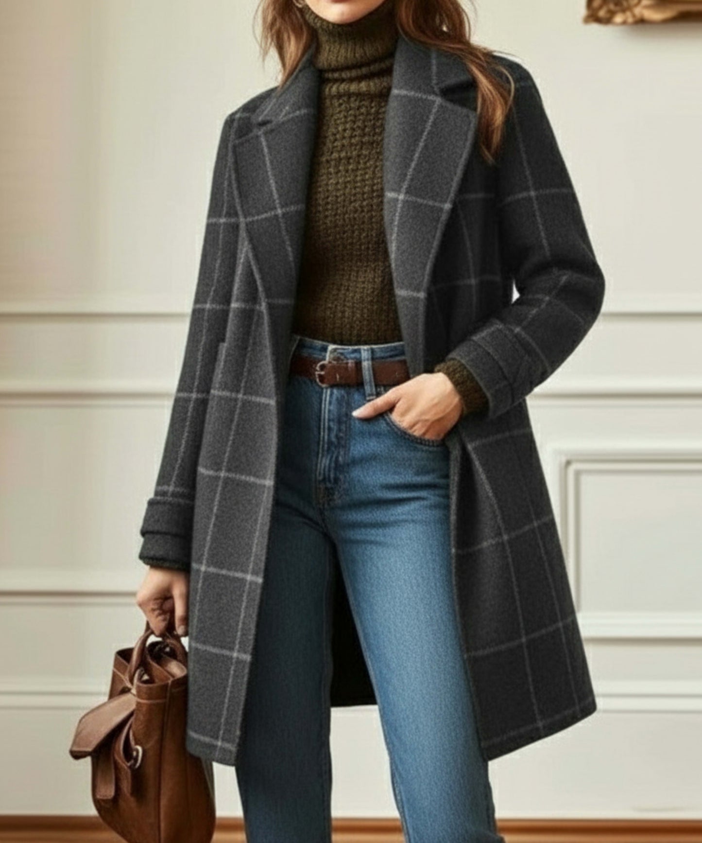 Liana Wool Blend Check Coat_3
