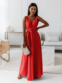 Priscilla Wrap V-Neck Maxi Wedding Guest Dress