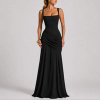 Antonella Ruched Square Neck Maxi Wedding Guest Dress