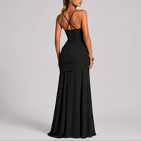 Antonella Ruched Square Neck Maxi Wedding Guest Dress