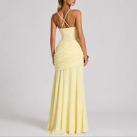 Antonella Ruched Square Neck Maxi Wedding Guest Dress