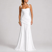 Antonella Ruched Square Neck Maxi Wedding Guest Dress