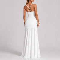 Antonella Ruched Square Neck Maxi Wedding Guest Dress