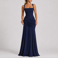 Antonella Ruched Square Neck Maxi Wedding Guest Dress