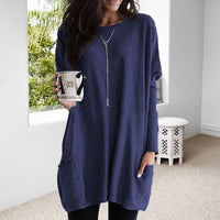 Hailey Thompson Relaxed Long Sleeve Round Neck Tunic Top